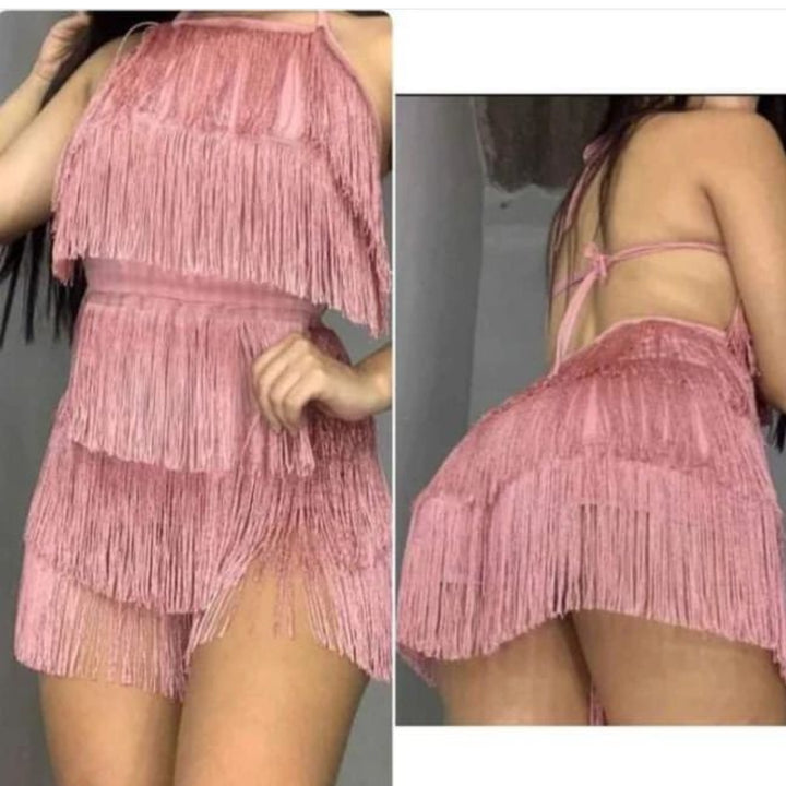 VESTIDO FLECOS AMARRE EN ESPALDA