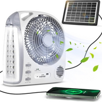 Ventilador Recargable Panel Solar 6 En 1