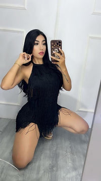 VESTIDO FLECOS AMARRE EN ESPALDA