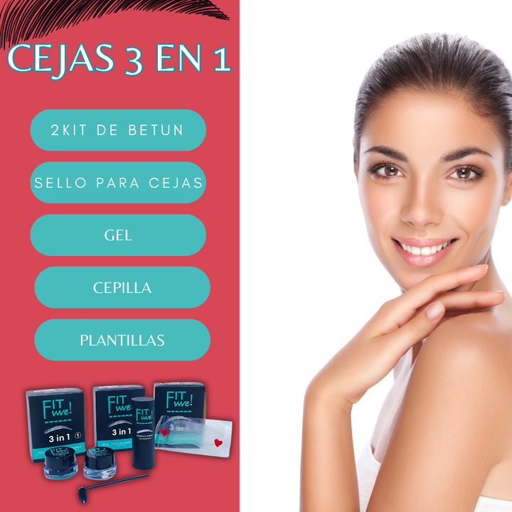 BETUN + SELLO PARA CEJAS 3 EN 1 FIT WE NEGRO Y GRIS