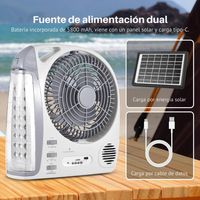 Ventilador Recargable Panel Solar 6 En 1