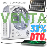 Ventilador Recargable Panel Solar 6 En 1