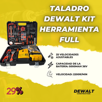 TALADRO DEWALT + KIT HERRAMIENTA FULL