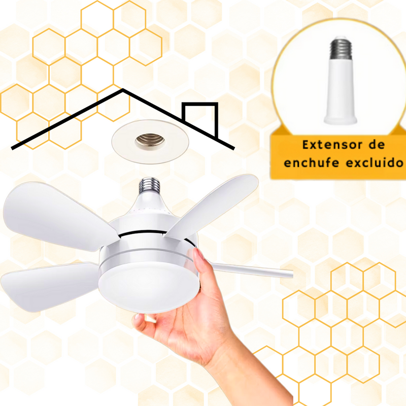 BOMBILLO VENTILADOR LUZ BLANCA + CONTROL