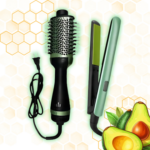 Combo Plancha + Cepillo Secador Aguacate