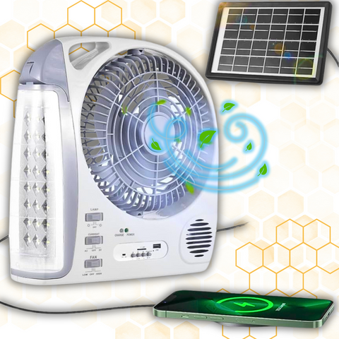 Ventilador Recargable Panel Solar 6 En 1