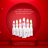 Labial mágico Transparente con flor flotante