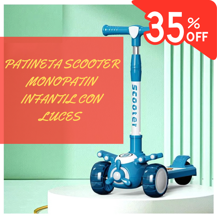 Monopatín Scooter Musical Luz Avion Niño