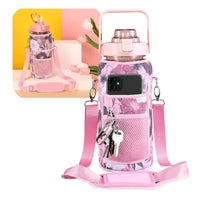 Botella De Agua Motivacional 2000 Ml Con Funda Sticker Pines