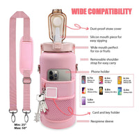 Botella De Agua Motivacional 2000 Ml Con Funda Sticker Pines