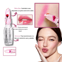 Labial mágico Transparente con flor flotante
