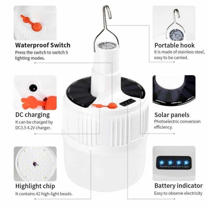 Lampara Led Emergencia Recargable Energia Solar